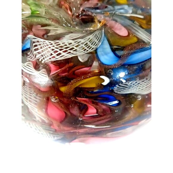 Murano Tutti Frutti Aventurine Zanfirico Dichroic Art Glass Apple Paperweight Sc - Picture 8 of 13